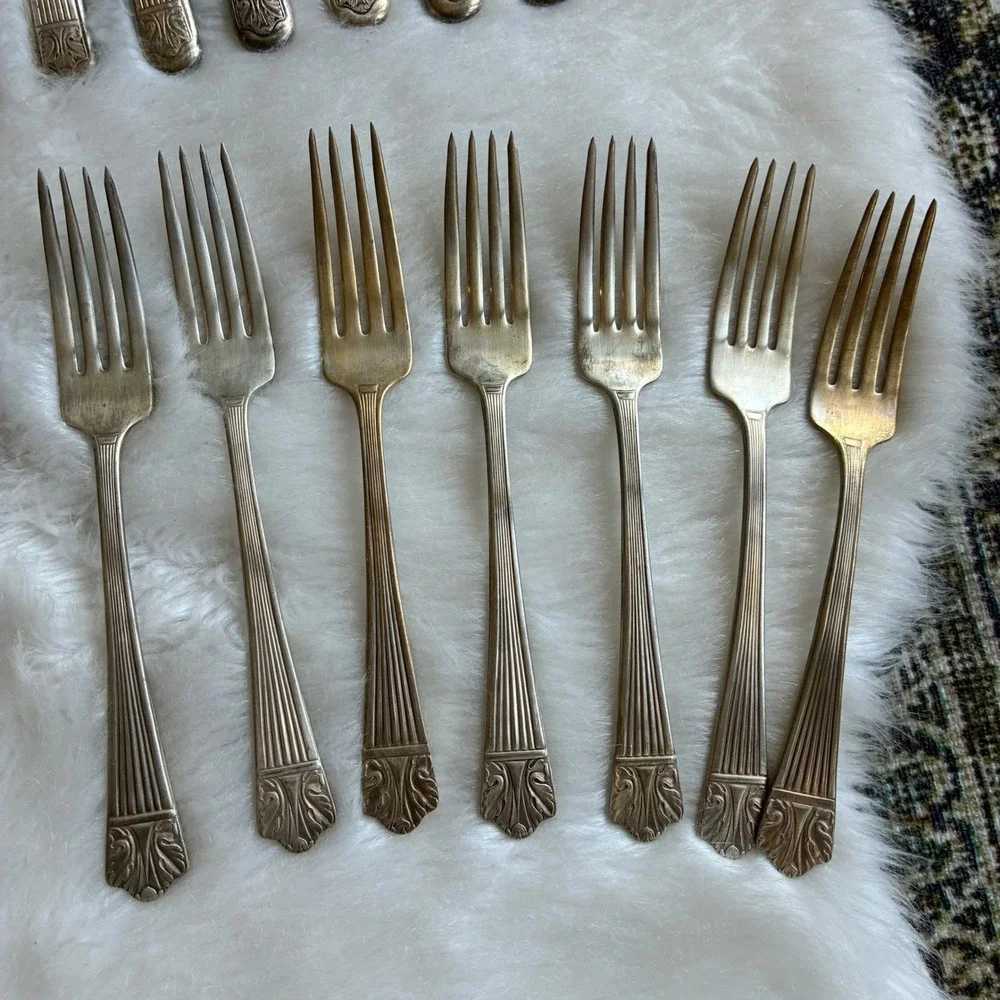Vintage Lady Esther Queen Esther Silverplate Flatware 36pc Set 1935 Art Deco